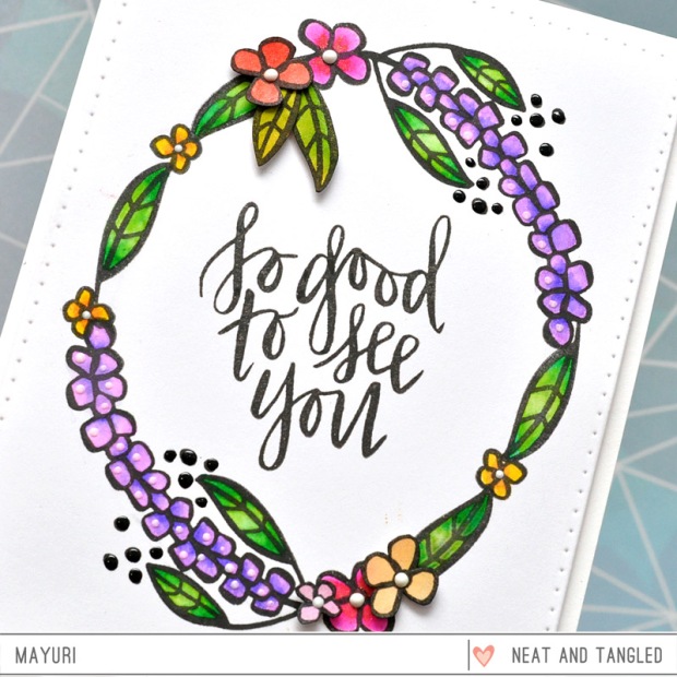 ©Candles in the Garden. January 2016 Neat and Tangled Release. So Good To See You stamp set.