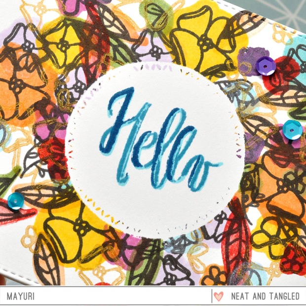©Candles in the Garden. January 2016 Neat and Tangled Release. Painted Hello stamp set.